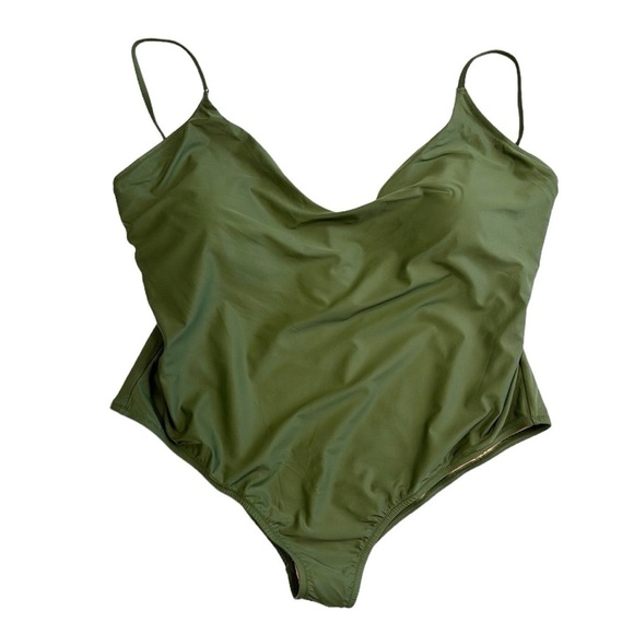 J. Crew Scoopneck One Piece Swimsuit Women's Plus 24 Green New BF162 - Picture 2 of 15